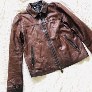 [Men] [50% New] Coach Camel/ Tan Leather Jacket